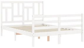 Estrutura de cama com cabeceira 140x200cm madeira maciça branco