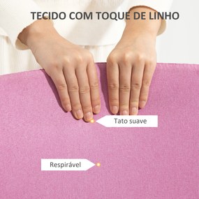 Cadeira de Escritório sem Apoio para os Braços Estofada em Linho Sintético com Altura Ajustável 53x43x85-93 cm Rosa