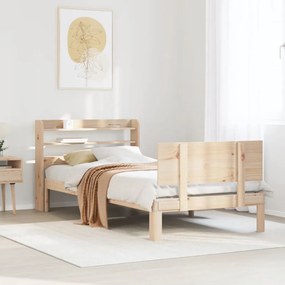 vidaXL Estrutura de cama com cabeceira 100x200cm pinho maciço