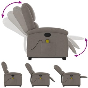 Poltrona elevatória de massagens tecido cinzento-acastanhado