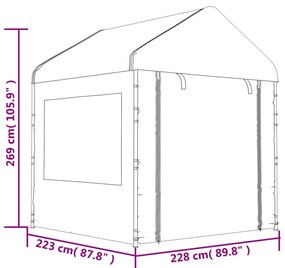 Tenda de Eventos com telhado 13,38x2,28x2,69 m polietileno branco