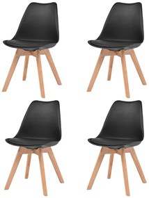 Cadeiras de jantar 4 pcs plástico preto