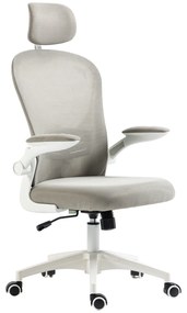 Vinsetto Cadeira Escritório Basculante com Encosto Alto Apoio para a Cabeça Ajustável e Suporte Lombar 62x64x112-120 cm Cinza | Aosom Portugal