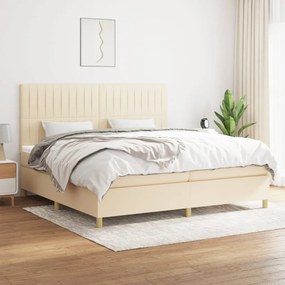 vidaXL Cama com molas/colchão 200x200 cm tecido cor creme