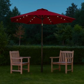 Guarda-sol LED Florida com proteção UV 80+ Ø300 x 250 cm Vermelho