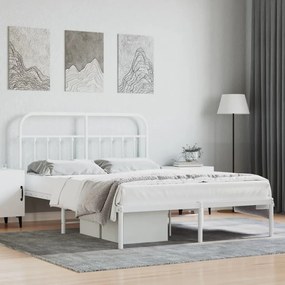 Estrutura de cama com cabeceira 150x200 cm metal branco