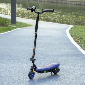 Trotinete Elétrica Dobrável com Velocidade Máx. 12 km/h Motor 120 W Autonomia Máxima 10 km e Farol LED 75x48x93-105 cm Azul