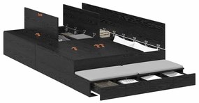 Cama de Armazenamento Preto Carvalho 120x190 cm