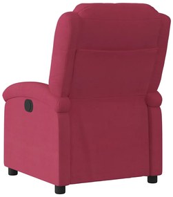 Poltrona elétrica reclinável veludo vermelho tinto