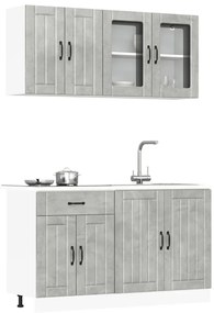 4 peças armário de cozinha conjunto Kalmar concreto cinza