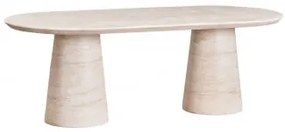 Mesa De Comedor Ovalada 220x95 Cm En Cemento Noemi Look Travertino - Sklum