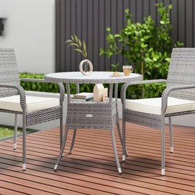 Mesa Jardim redonda Polyrattan Ø80cm Cinza