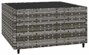 4 pcs conjunto lounge de jardim c/ almofadões vime PE cinzento