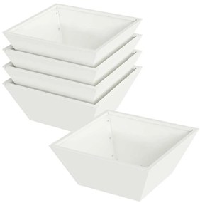 Vasos de Jardim - 5 Peças Brancas (40x40x15 cm) em Plástico
