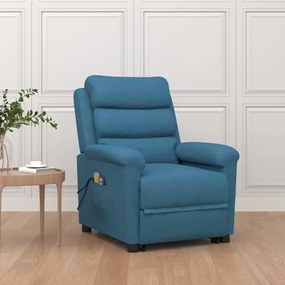 vidaXL Poltrona elevatória de massagens veludo azul