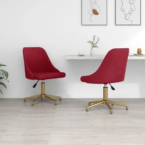 vidaXL Cadeiras de jantar giratórias 2 pcs veludo vermelho tinto