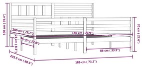 Estrutura de cama 180x200 cm super king madeira maciça