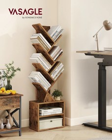 Estante em forma de árvore, 20,3 x 38 x 123,2 cm, para arrumação que poupa espaço, Coleção Custos Castanho Vintage