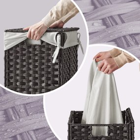 Cesto para roupa suja 90L em Polyrattan 46 x 33 x 60 cm Preto
