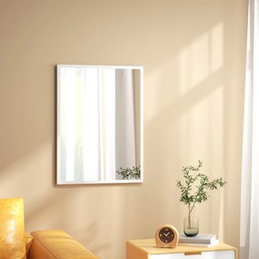 Espelho de parede retangular 60 x 80 cm, moldura em MDF branco