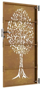 Portão de jardim 85x200 cm aço corten design árvore