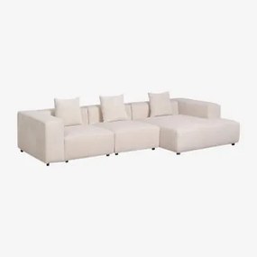 Sofá Modular Chaise Longue Direito De 3 Peças (↔︎335 Cm) Com Apoio De Braço Alto Bruna Bombazina Crema Linho - Sklum