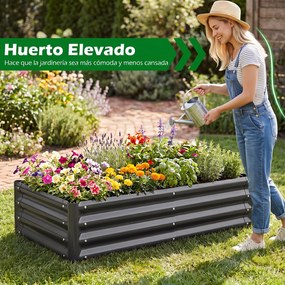 Cama de Jardim Elevada, 123 x 64 x 29 cm, Base Aberta, Cinzento-escuro