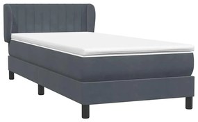 Cama com molas/colchão cinza-escuro 80x210 cm veludo