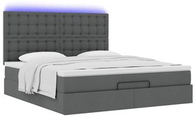 Estrutura de cama otomana com colchão 180x200cm cinzento escuro