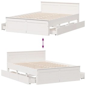 Cama sem colchão com cabeceira 140x200 cm pinho maciço branco