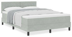 Cama Box Spring com Colchão Cinza Claro 140x200 cm Veludo