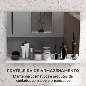 Espelho de Casa de Banho de Parede com Prateleira Aberta Estilo Moderno para Hall e Corredor 60x12x40 cm Branco