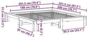 Cama sem colchão 180x200 cm madeira de pinho maciça branco
