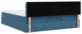 Estrutura de cama otomana com colchão 160x200 cm azul escuro