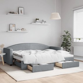 vidaXL Sofá-cama c/ gavetão e gavetas 80x200 cm tecido cinzento-claro