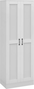 Armário arrumação 60 x 36,5 x 175 cm de 2 portas com 4 prateleiras, estilo contemporâneo, branco
