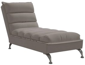 Chaise lounge com almofadões tecido cinzento-acastanhado