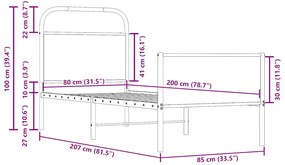 Estrutura cama s/ colchão derivados de madeira carvalho sonoma
