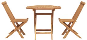 Conjunto Bistro de Jardim Dobrável de 3 Peças de Madeira Sólida de Acá