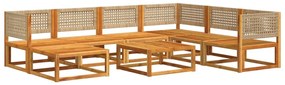 8 pcs conjunto de sofás de jardim com almofadões acácia maciça