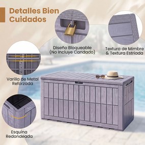 Baú de Arrumação de Exterior, 132 x 61 x 65 cm, Capacidade de 455 L, Cinzento-claro