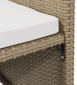 Cadeiras de jantar p/ jardim com almofadões 4 pcs vime PE bege