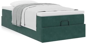 Estrutura de cama otomana colchão 90x200 cm veludo verde escuro