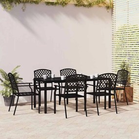 vidaXL 7 pcs conjunto de jantar para jardim aço antracite