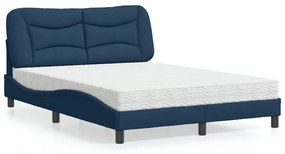 Cama com colchão 140x190 cm tecido azul