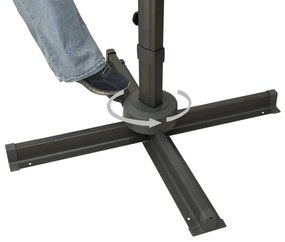 Guarda-sol jardim cantilever c/ poste/luzes LED 300cm antracite