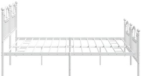 Estrutura de cama com cabeceira e pés 200x200 cm metal branco