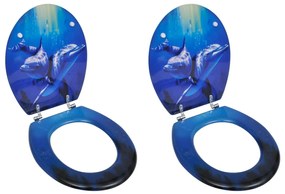 Assentos de sanita com tampas 2 pcs MDF golfinho