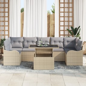 Conjunto de Sofá de Jardim vidaXL com Almofadas Bege Rattan Poliéster,