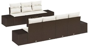 Conjunto de Sofá de Jardim com 8 Peças e Almofadas em Rattan Polyester